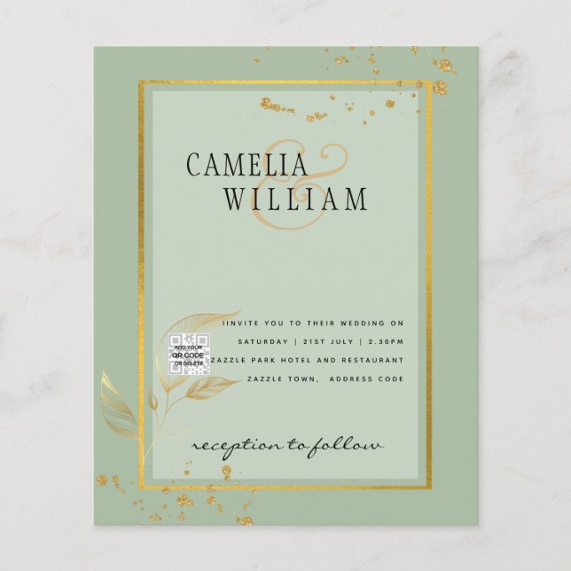 Flyer Convite para casamento de fotos do BUDGET Salvar a (Frente)