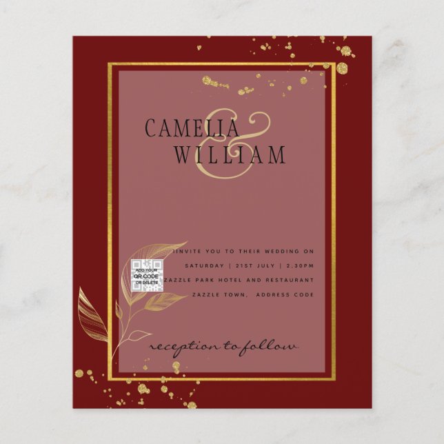 Flyer Convite para casamento de fotos do BUDGET Salvar a (Frente)