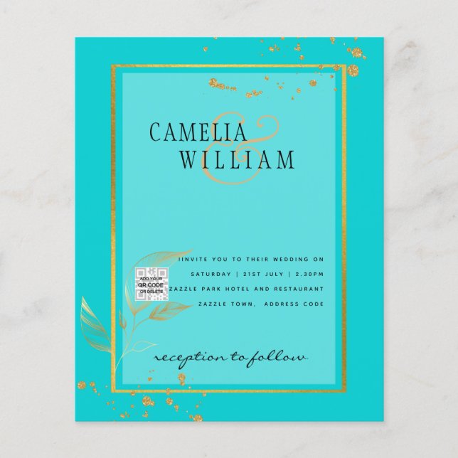 Flyer Convite para casamento de fotos do BUDGET Salvar a (Frente)