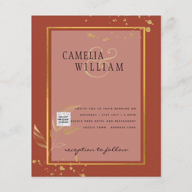 Flyer Convite para casamento de fotos do BUDGET Salvar a (Frente)