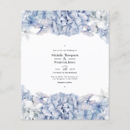 Flyer Convite para Casamento de Hydrangeas Azul