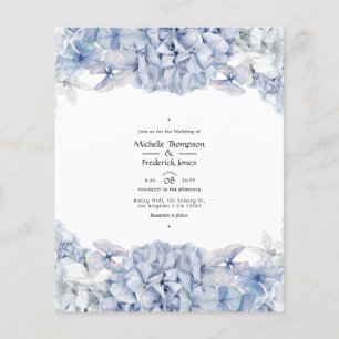Flyer Convite para Casamento de Hydrangeas Azul