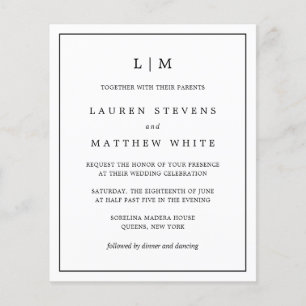 Flyer Convite para Casamento de Lauren Black and White B
