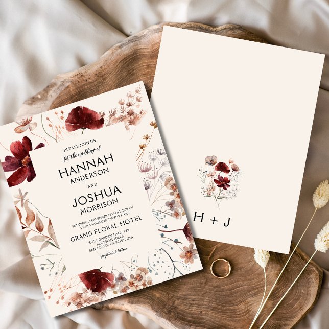 Flyer Convite para Casamento de Monograma de Flor Selvag (Criador carregado)
