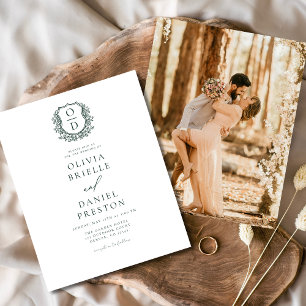 Flyer Convite para Casamento de Monograma de Paixão Verd