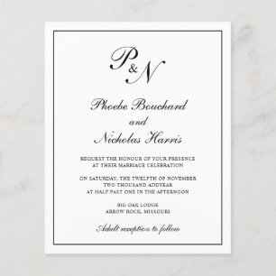 Flyer Convite para Casamento de Orçamento do Monograma T