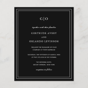 Flyer Convite para Casamento de Orçamento Elegante Negro