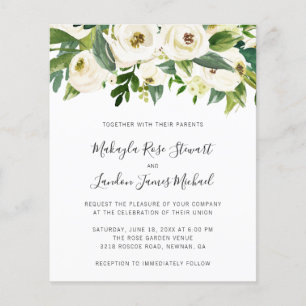 Flyer Convite para Casamento de Orçamento Floral Branco