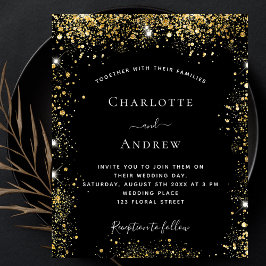 Flyer Convite para casamento do orçamento de ouro negro