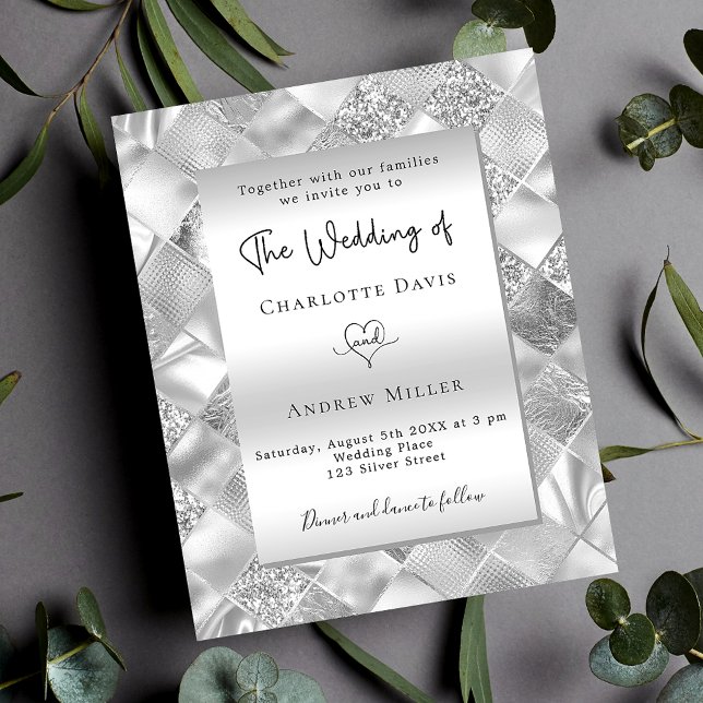 Flyer Convite para casamento do Silver elegante orçament (Criador carregado)