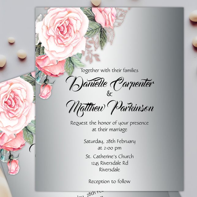 Flyer Convite para Casamento Floral de Orçamento de Prat (Criador carregado)