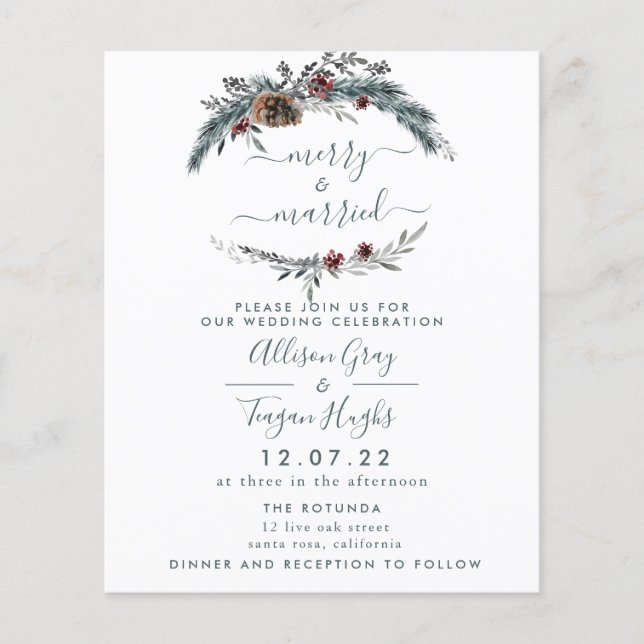 Flyer Convite para Casamento Floral Wreath | Orçamento F (Frente)
