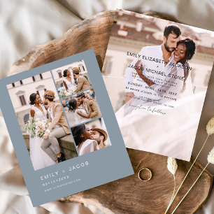 Flyer Convite para Casamento Minimalista Azul Dusty
