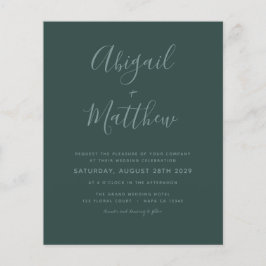 Flyer Convite para Casamento Minimalista Verde Emerald