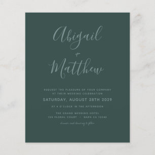 Flyer Convite para Casamento Minimalista Verde Emerald