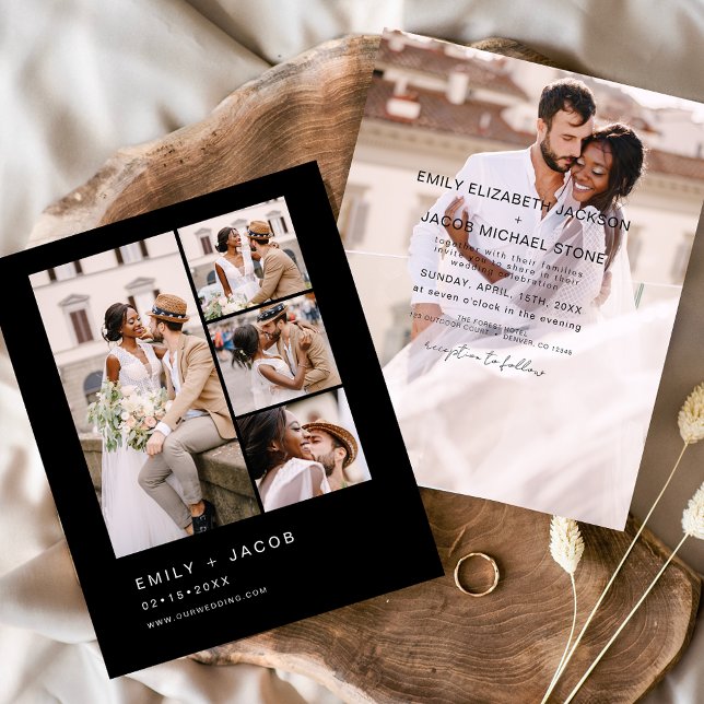 Flyer Convite para Casamento Mínimo Elegante Preto do Or (Criador carregado)