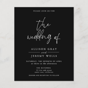 Flyer Convite para Casamento Preto de Orçamento