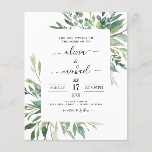 Flyer Convite para Casamento Verde Botânico de Orçamen
