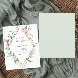 Flyer Convite para Casamento Verde com Dusty Pink