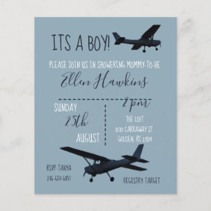 Flyer Convite para Chá de fraldas de avião