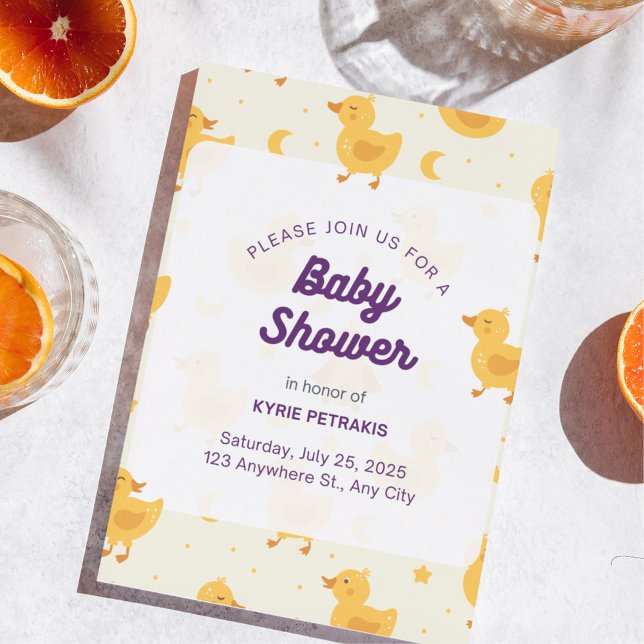 Flyer Convite para Chá de fraldas de Festa de Pato Basta (Criador carregado)