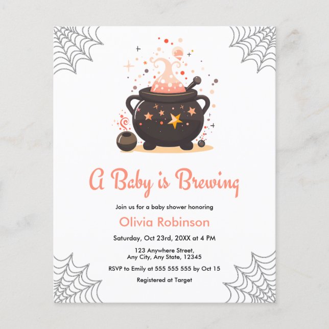 Flyer Convite para Chá de fraldas de Halloween de Caldro (Frente)