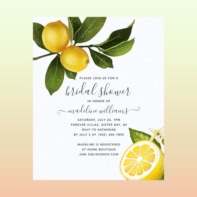 Flyer Convite para Chá de panela de Citrus Lemon (Criador carregado)