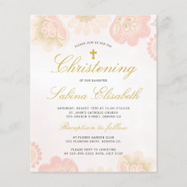 Flyer Convite para Christening floral elegante