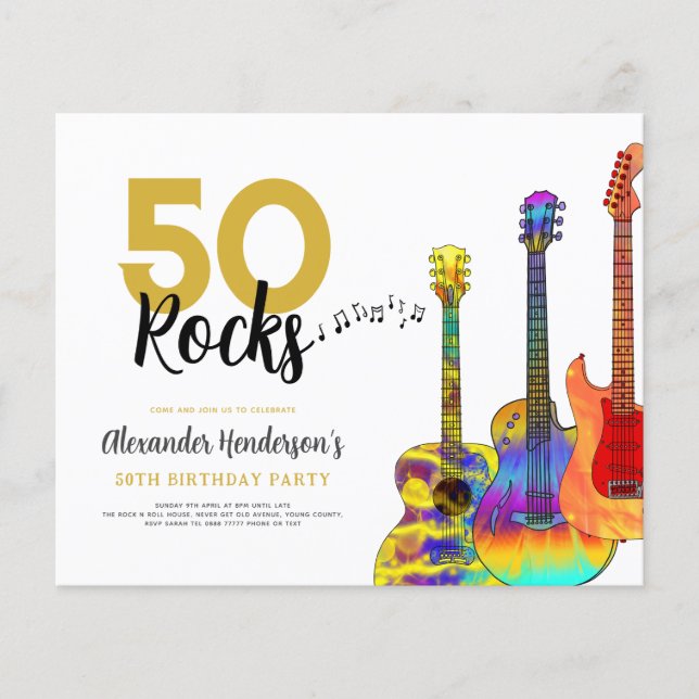Flyer convite para festa de 50 anos de guitarra (Frente)
