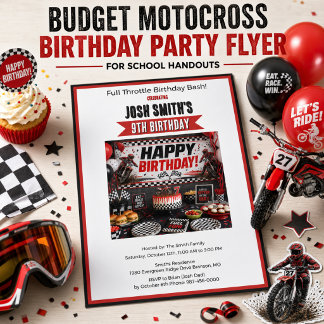 Flyer Convite para Festa de Aniversário de Motocross de