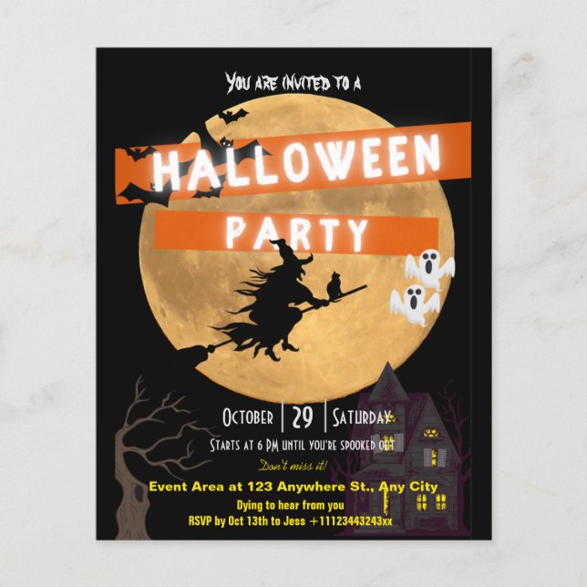 Flyer Convite para festa de Halloween com orçamento Flye (Frente)