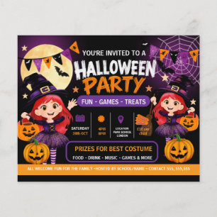 Flyer Convite para Festa de Halloween para Crianças As