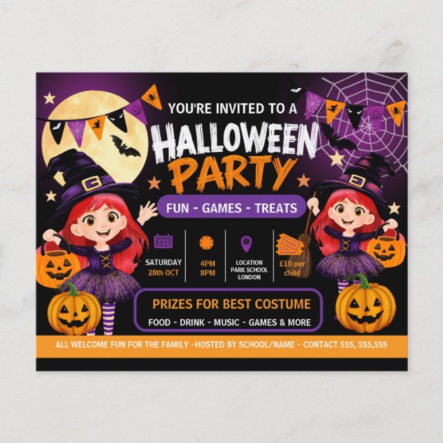 Flyer Convite para Festa de Halloween para Crianças | As (Frente)