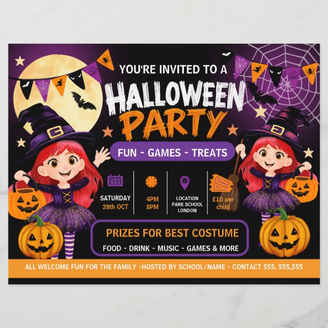 Flyer Convite para Festa de Halloween para Crianças | As (Frente)