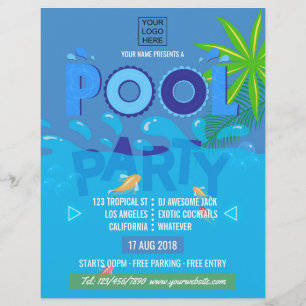 Flyer Convite para Festa de Piscina de Verão Corporativa