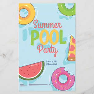 Flyer Convite para Festa de Piscina de Verão, Festa no Q