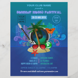 Flyer Convite para festa na praia do Summer Club com fot