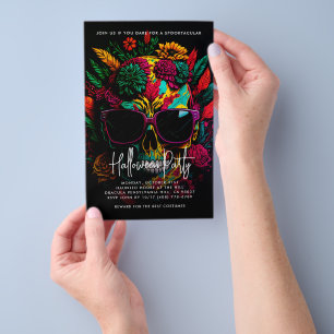 Flyer Convite para Festas de Halloween Tropicais Florais