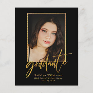 Flyer Convite para Formando de Script Dourado Elegante d