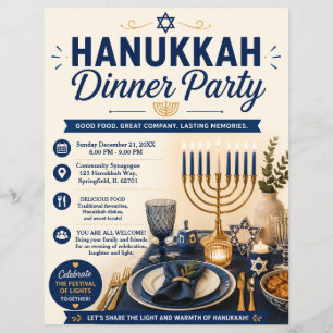 Flyer Convite para Jantar de Hanukkah