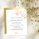 Flyer Convite para o orçamento floral de ouro branco de<br><div class="desc">Por favor, note que este convite está no papel de folheto e é muito fino. Os envelopes não estão incluídos. Para convites mais espessos (mesmo design) visite nossa loja. Um convite de aniversário moderno, elegante e minimalista. Frente: um fundo branco chico decorado com falsos florais de ouro. Personalize e adicione...</div>