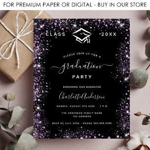 Flyer Convite para orçamento de brilho preto roxo