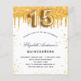 Flyer Convite para orçamento de ouro branco Quinceanera