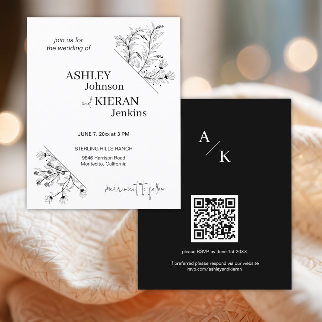 Flyer Convite para Orçamento Elegante de Casamento Negro (Criador carregado)