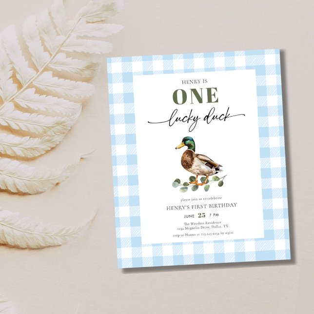 Flyer Convite para primeiro aniversario de Duck Boy Azul (Criador carregado)