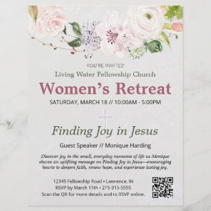 Flyer Convite para retiro feminino floral de primavera c
