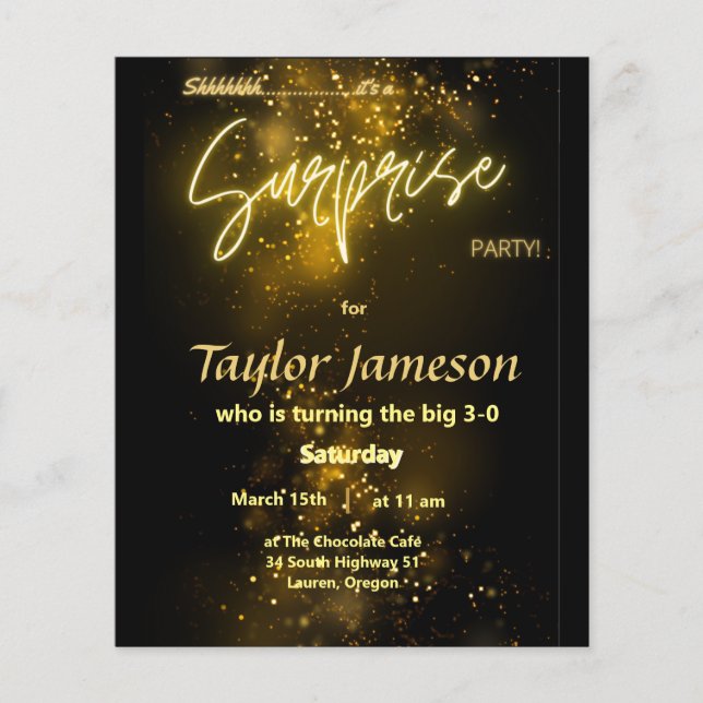 Flyer Convite para surpresa de orçamento QR rsvp (Frente)