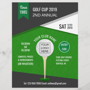 Flyer Convite para Torneio de Golfe em Clube/Corporativo