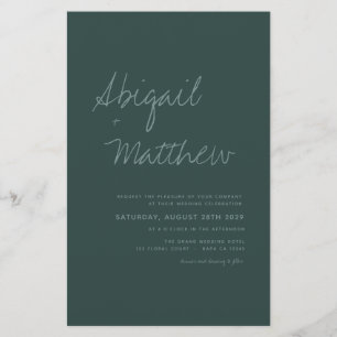 Flyer Convite Simples De Casamento Emerald Green