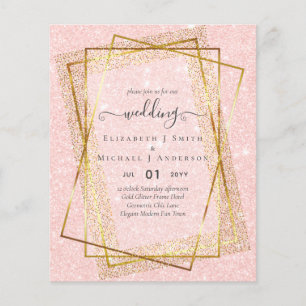 Flyer CONVITES DE CASAMENTO BARATOS Dourado Glitter Geo